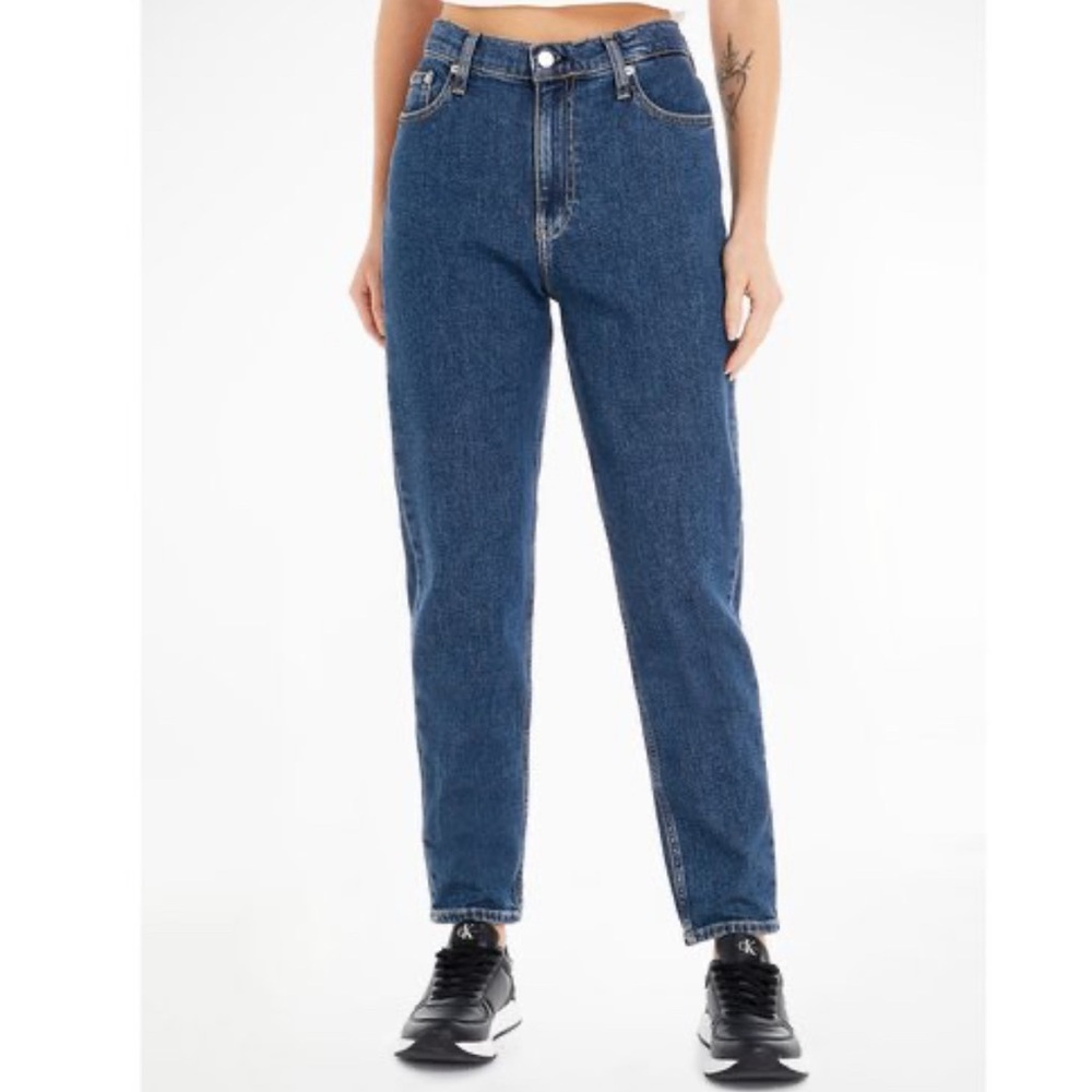 Nocturne Blue High Rise Mom Jeans with Straight Leg